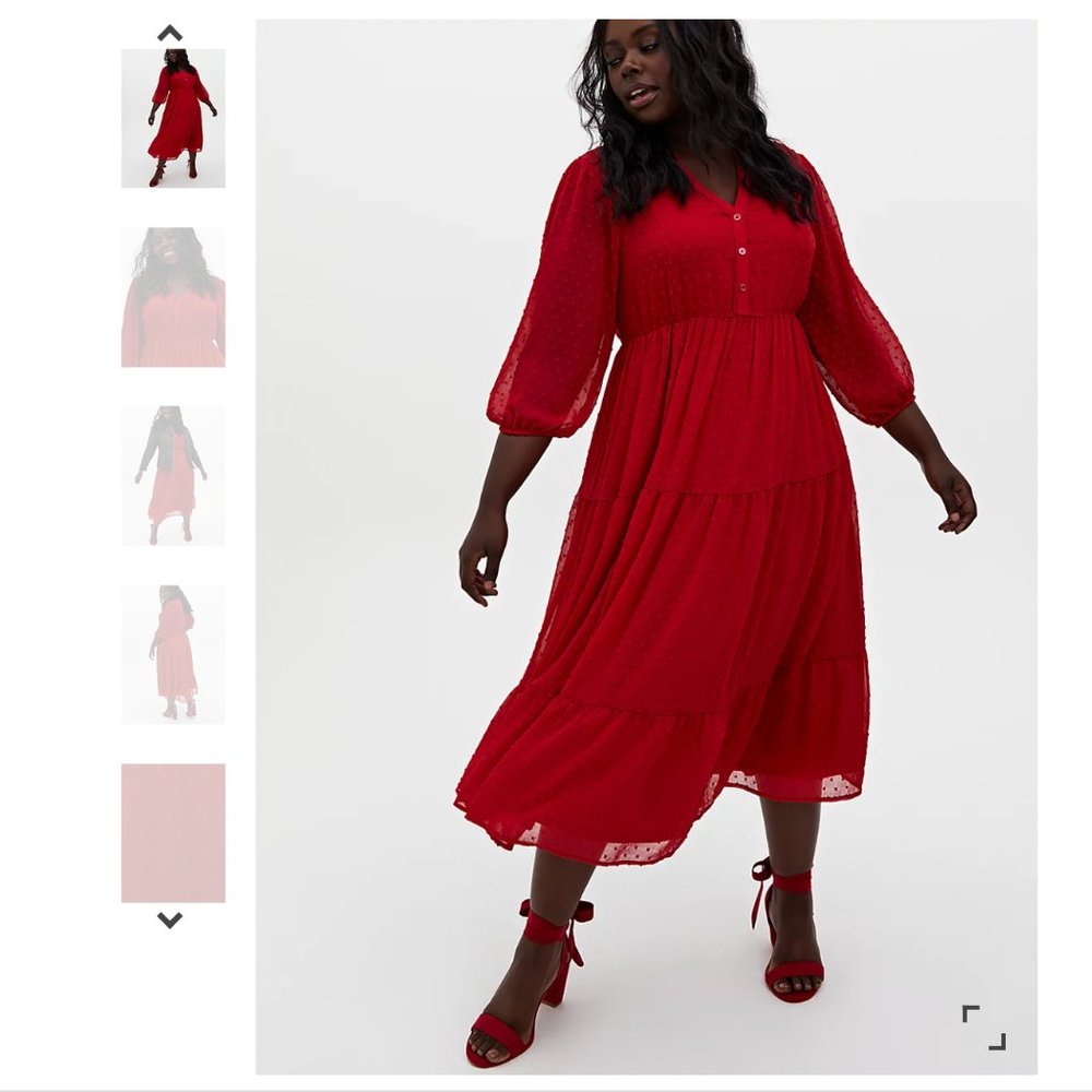 TORRID Max Chiffon Clip Dot Pleated Dress